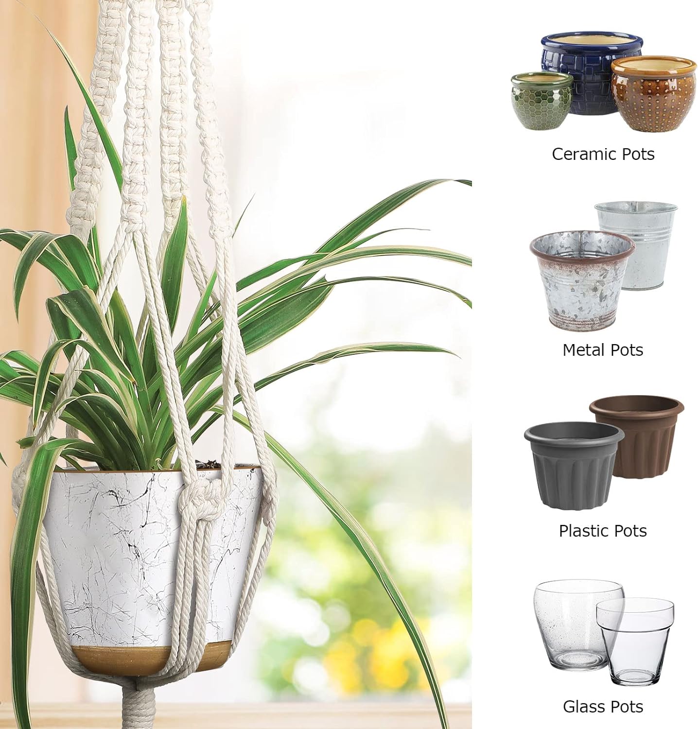 MIPON 3 Pack Macrame Plant Hangers, Hanging Planters for Indoor Plants
