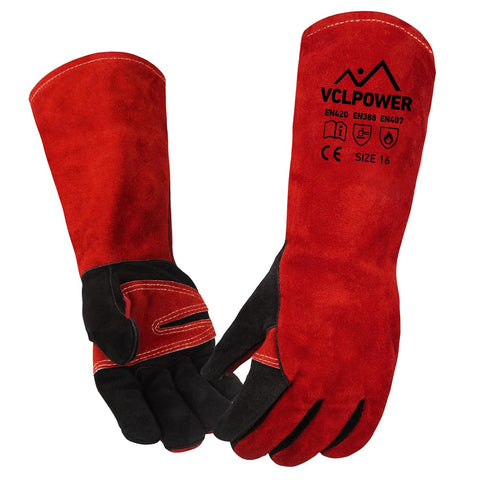 vclpower Welding Gloves 16-Inch 932°F Heat Resistant Leather for MIG,Stick