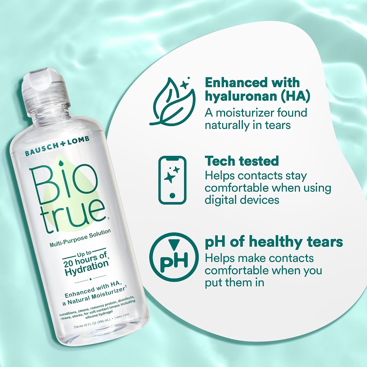 Biotrue Multi-Purpose Contact Lens Solution with Case, 10 Fl oz 2-Pack