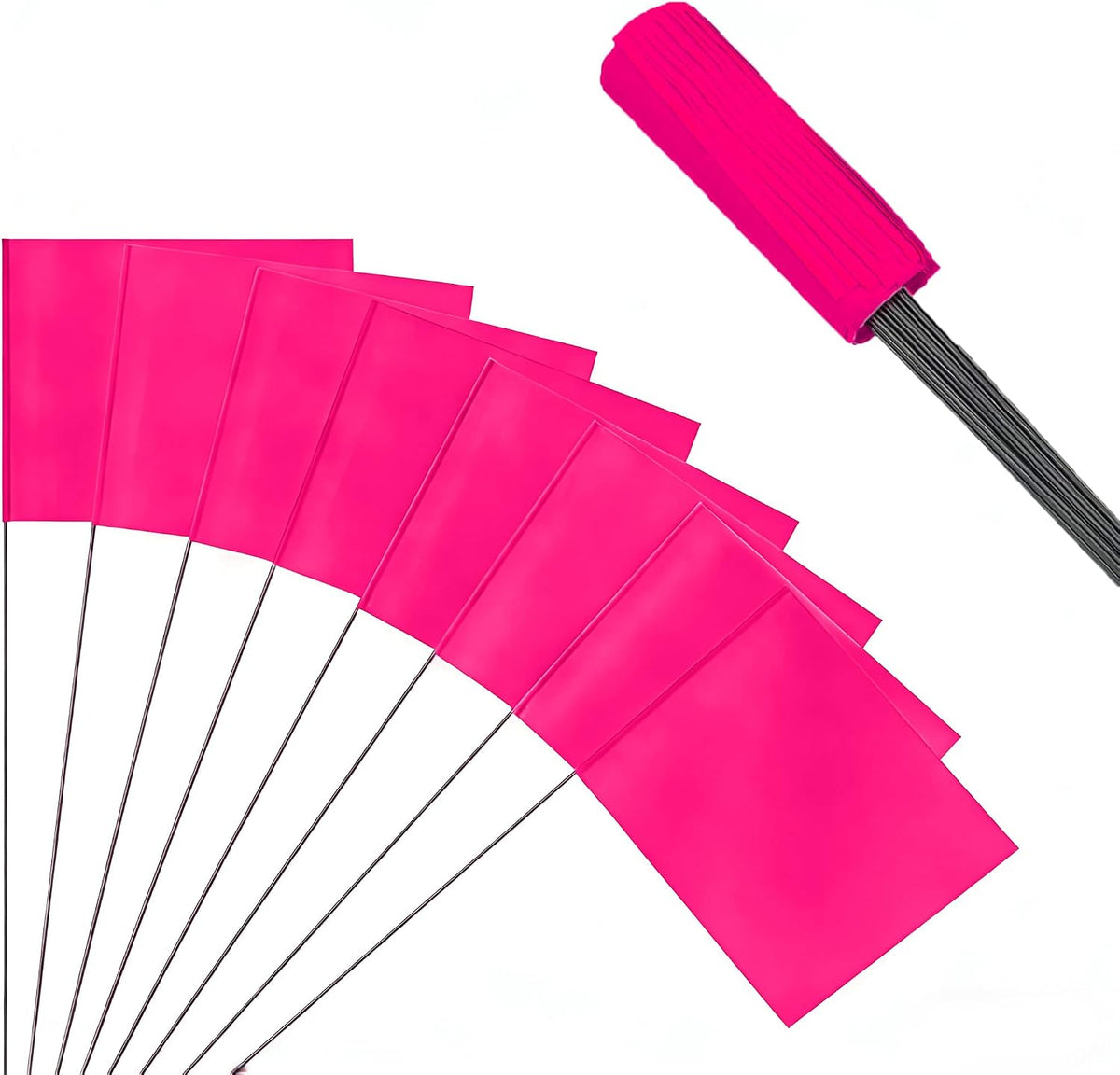 50Pack Pink Marking Flags, JIZHGRAD 13x4x5 Inch Marker Flags Use for Yard & Lawn, Boundary & Dog Training, Survey & Landscape, Sprinkler & Surveyor, Garden & Construction, High Visibility, Sturdy, Versatile, UV & Weather Resistant