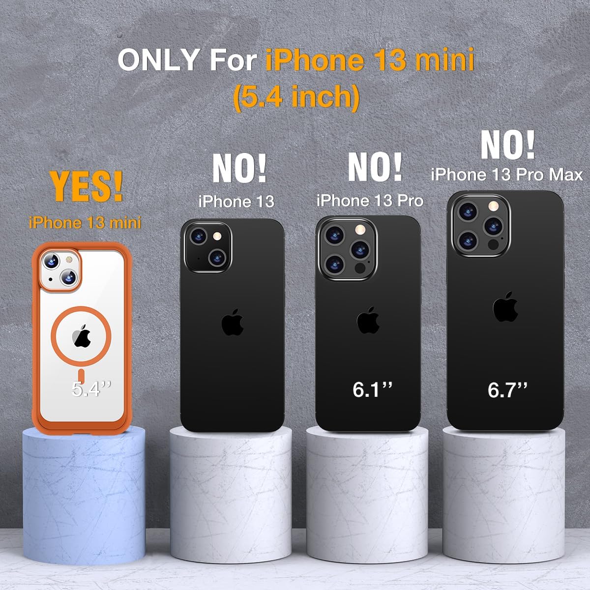 Miracase for iPhone 13 mini Case 5.4",Built-in Screen Protector,Orange