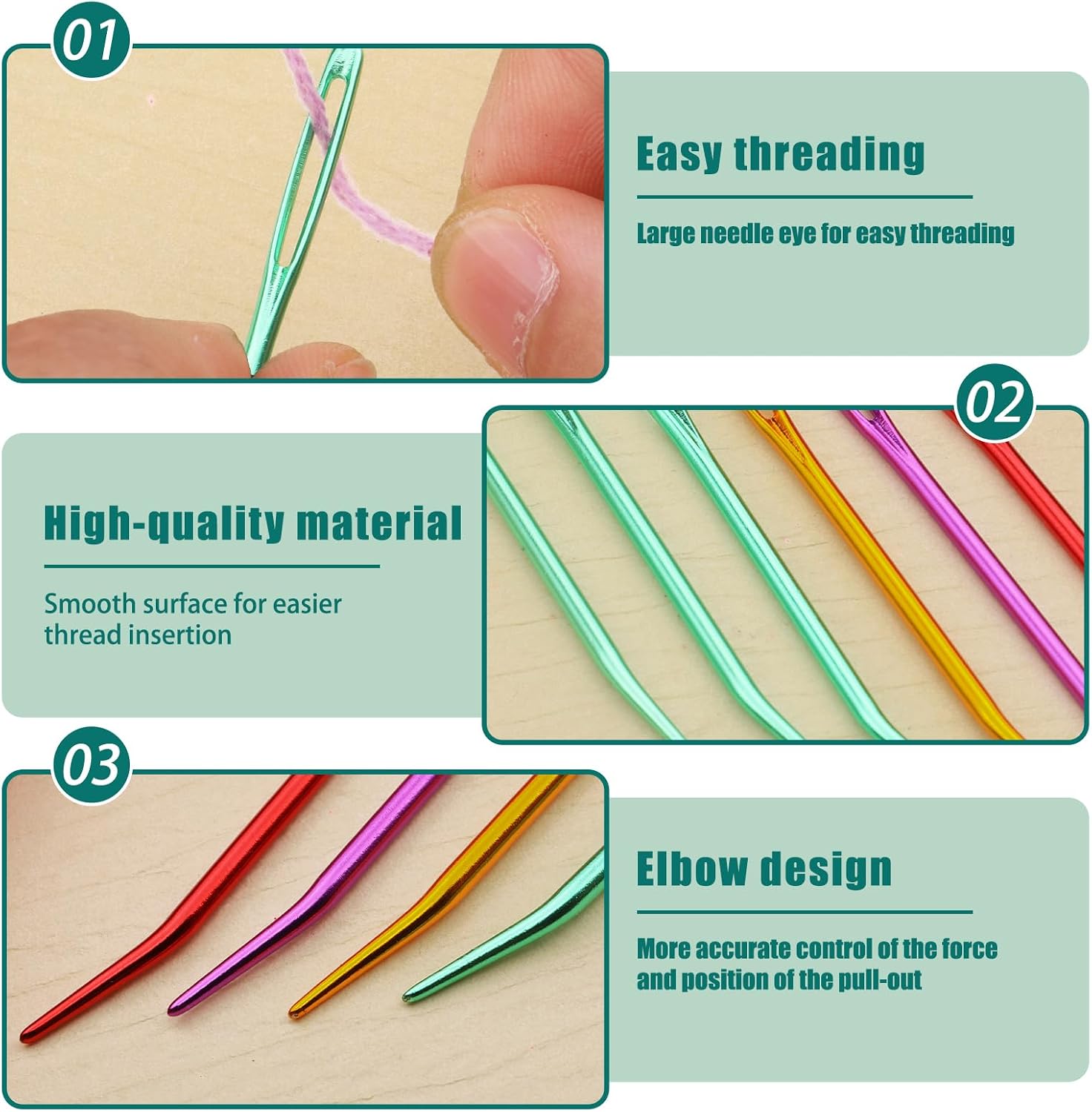 Bupete 25 Pcs Yarn Needles Metal Tapestry Needle Crochet Needles for Yarn