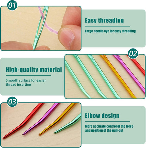 Bupete 25 Pcs Yarn Needles Metal Tapestry Needle Crochet Needles for Yarn