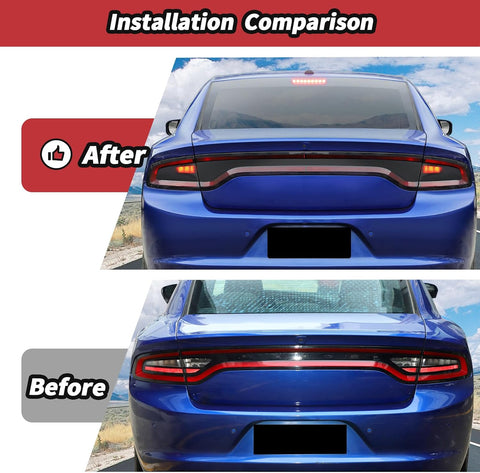 JeCar Tail Light Cover Smoked Tail Light Guard for 2015-2024 Dodge Charger Exterior Accessories