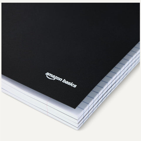 Amazon Basics College Ruled 5-Subject Spiral Notebook, 200 Sheets, 9" x 11", Black