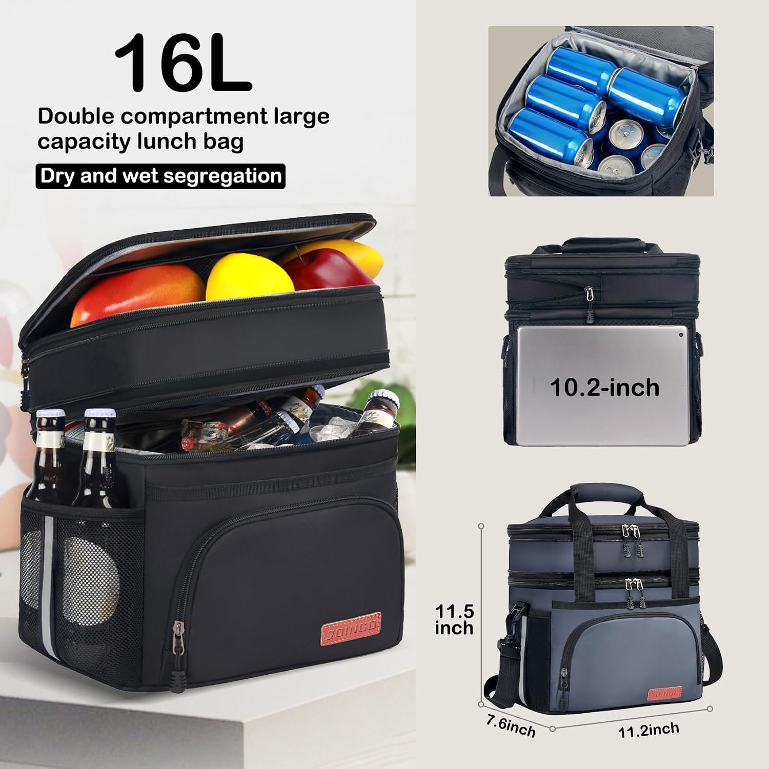 JOINGO Tactical Lunch Box for Men/Women, 16L Expandable Insulated Lunch Bag