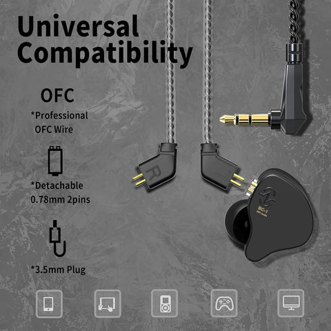 CCZ Yinyoo Melody in Ear Monitors Earphones Headphones Wired Earbuds without Microphone IEM HIFI Bass with 1DD 1BA, Ear fins, 4N OFC Cable for Musicians, Singer, on Stage, Studio (Purple, without mic)