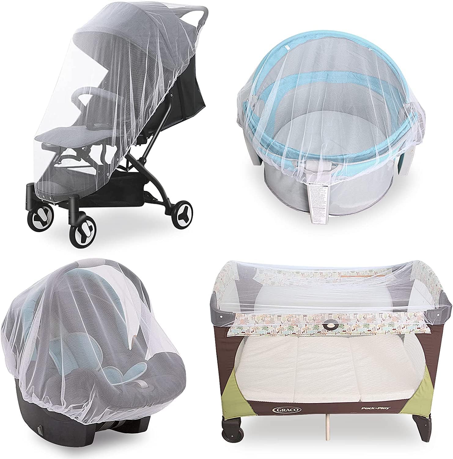 2 Pack Baby Mosquito Net for Stroller, Bug Net and Mesh Protection,White