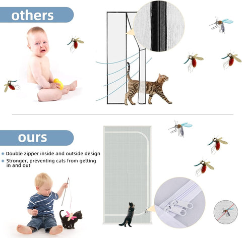 Upgraded Pet Screen Door,Fits Door Opening Size 36''x 81'',Thickened Cat Resistant Mesh Screen Door for Living Room,Kitchen,Bedroom,Cat Proof Screen with Zipper Closure.