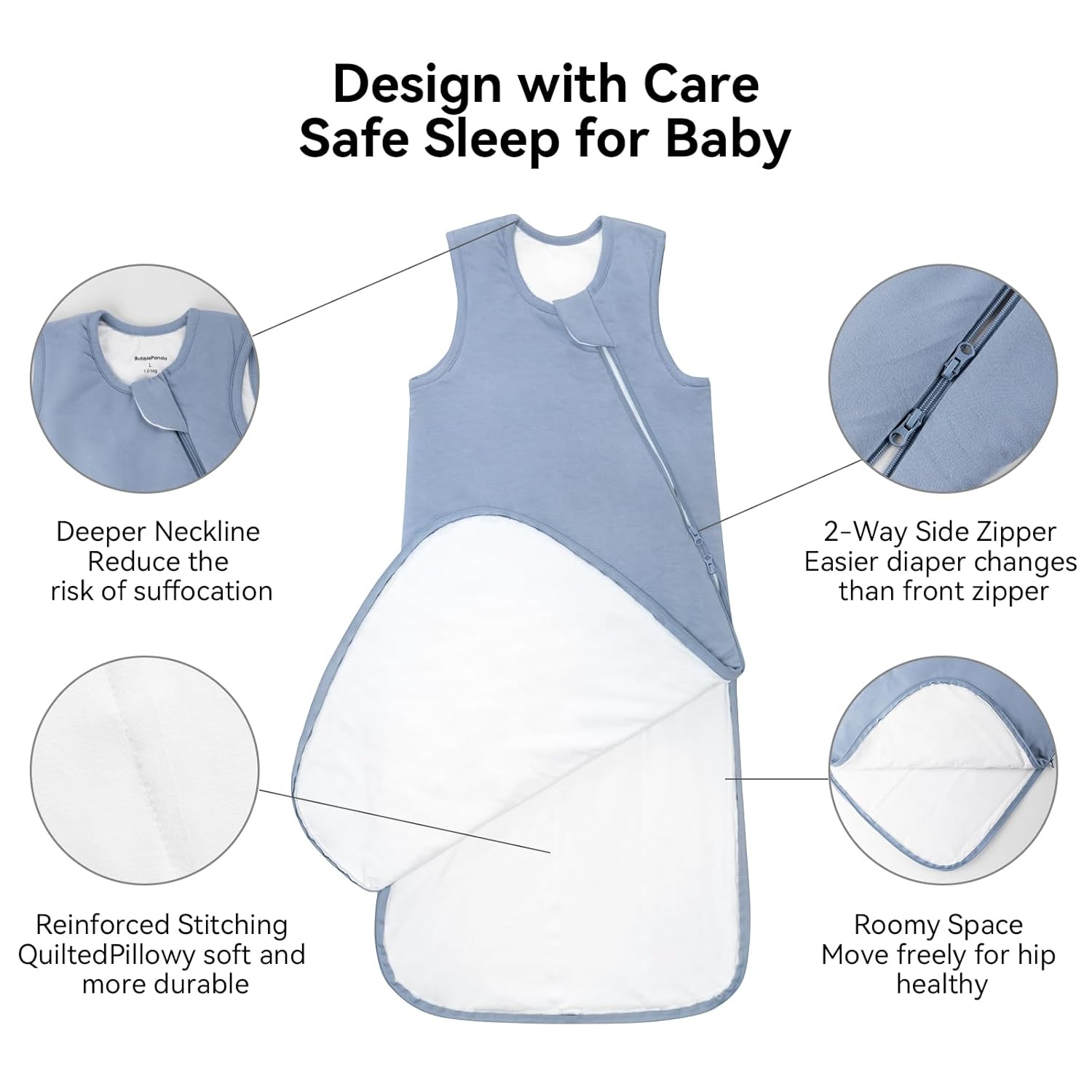 BubblePanda Rayon Made from Bamboo Sleep Sack 0-6 Months Newborn 1.0 Tog