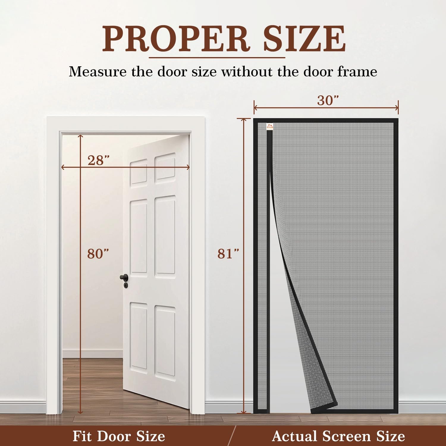 Yotache Magnetic Screen Door Fits 28"x80" Doors, Reversible Side Opening
