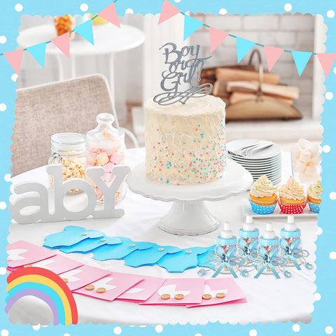 Nuenen 48 Pcs Baby Shower Milk Bottles with Ribbon Plastic Bear Candy Bottles Baby Shower Favors Gender Reveal Wedding Birthday Party Decorations(Blue)