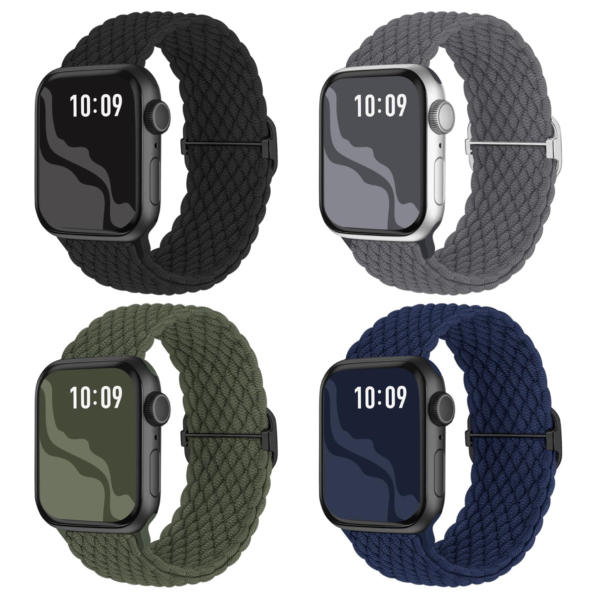 Braided Stretchy Solo Loop Compatible for Apple Watch Band 38mm 40mm 41mm 42mm 44mm 45mm 46mm 49mm for Women Men, Nylon Elastic Straps Wristbands for iWatch Series 10 9 8 7 6 SE 5 4 3 2 Ultra Ultra 2