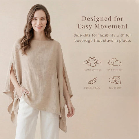 Konssy Muslin Nursing Cover for Women, 360° Full Privacy Poncho