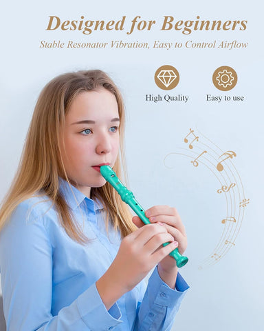 Eastar German C Soprano Recorder for Kids Beginner Kit, Sky Blue, ERS-21GSB