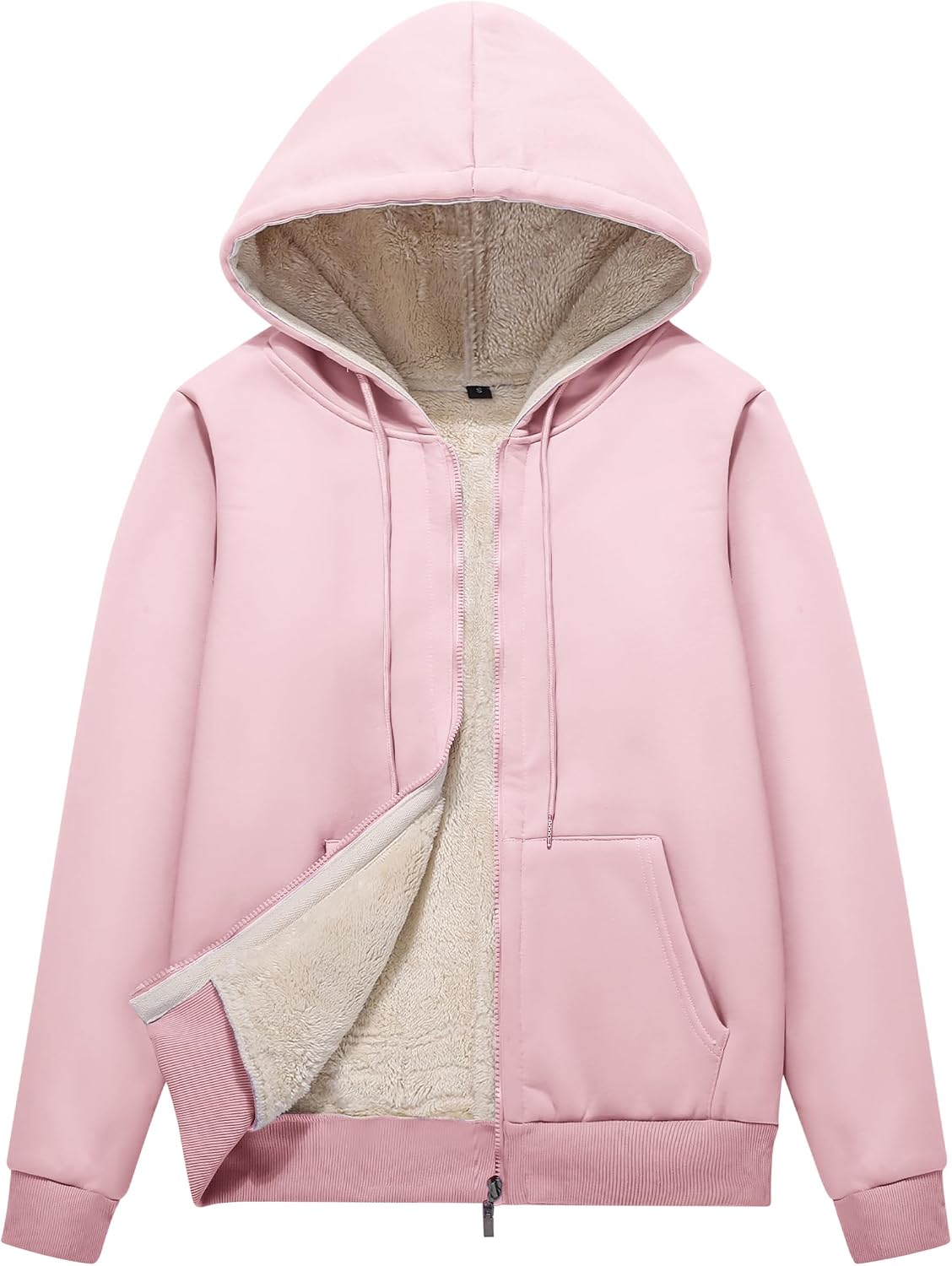 Flygo Women Winter Hoodies Zip Up Fleece Sherpa Lined Warm Sweatshirts Jacket
