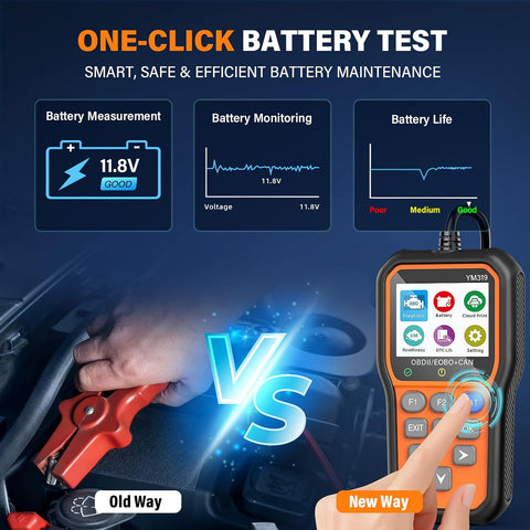 BluSon YM319 OBD2 Scanner Diagnostic Tool with Battery Tester, Scan Tool
