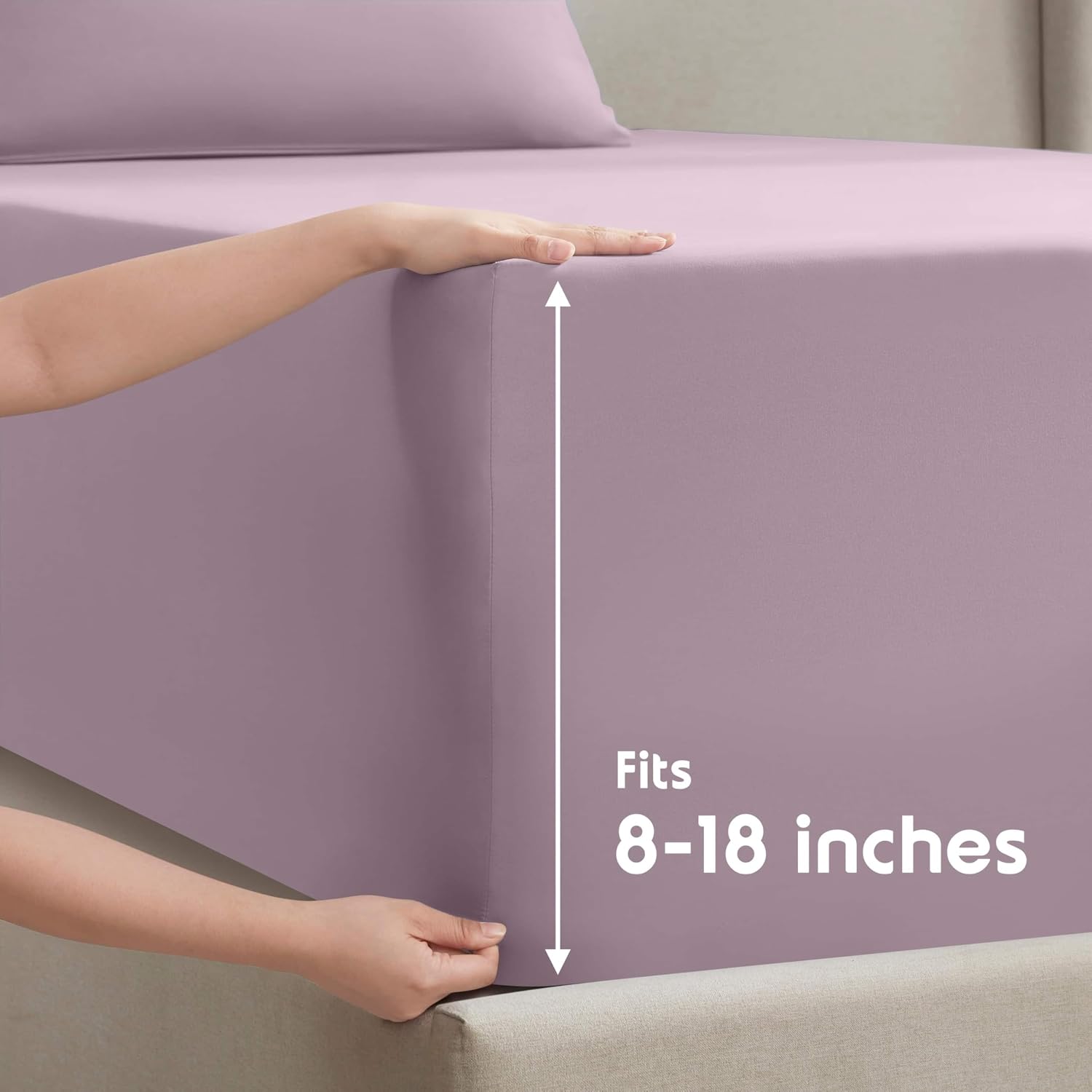 Nestl Full XL Sheet Set - Bed Sheets - Dusty Purple - 4-Piece Deep Pocket