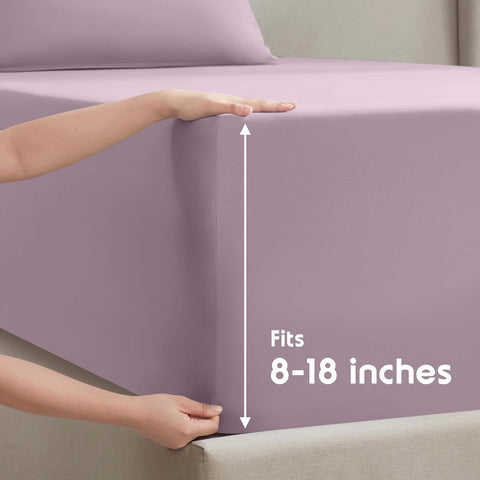 Nestl Full XL Sheet Set - Bed Sheets - Dusty Purple - 4-Piece Deep Pocket