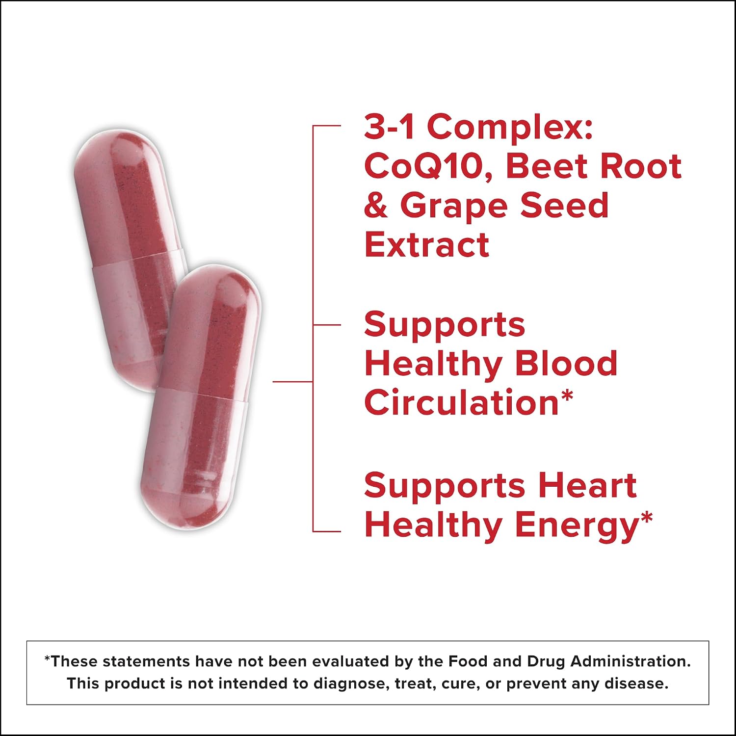Qunol 3-in-1 Beet Roots Capsules with CoQ10, Blood Pressure Support, 120ct | Supports Healthy Blood Circulation & Heart Healthy Energy, From the #1 Brand of CoQ10, Vegetarian, No Synthetic Dyes