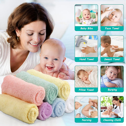 HOMEXCEL Baby Washcloths 12 Pack Microfiber Coral Fleece 11.5 x 11.5 Inch