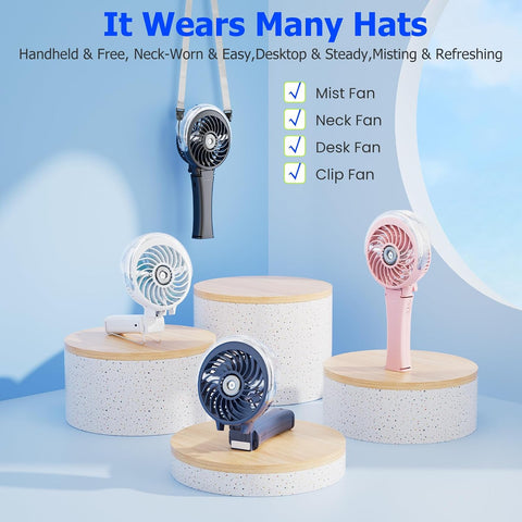 HandFan Upgraded Handheld Misting Fan, Two Button Easy Operation, Rechargeable Portable Mister Fan, Spray Water Mist Fans, Mini Electric Cooling Fans for Travel, Outdoors, Disney(Pink)
