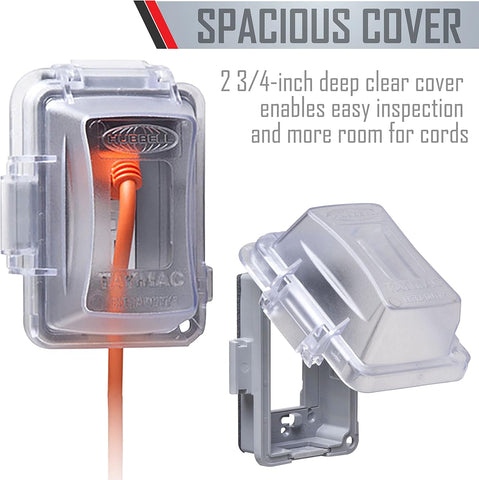 TayMac MM420C 1-Gang Nonmetallic Extra Duty Weatherproof In-Use Horizontal/Vertical 16-in-1 Standard Cover, 2.75 in, Clear