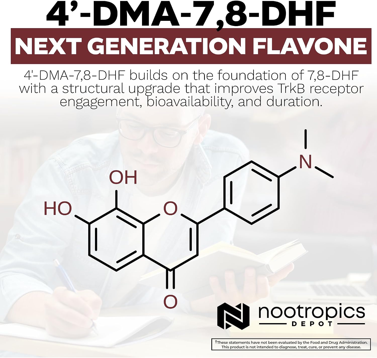 Nootropics Depot 4’-DMA-7,8-DHF Capsules | 10mg | 90 Count | 4'-DMA-7,8-Dihydroxyflavone
