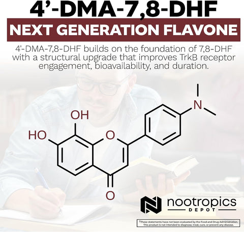 Nootropics Depot 4’-DMA-7,8-DHF Capsules | 10mg | 90 Count | 4'-DMA-7,8-Dihydroxyflavone