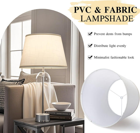 Large White Lamp Shades Set of 2, 12"Top x 16"Bottom x 11"High