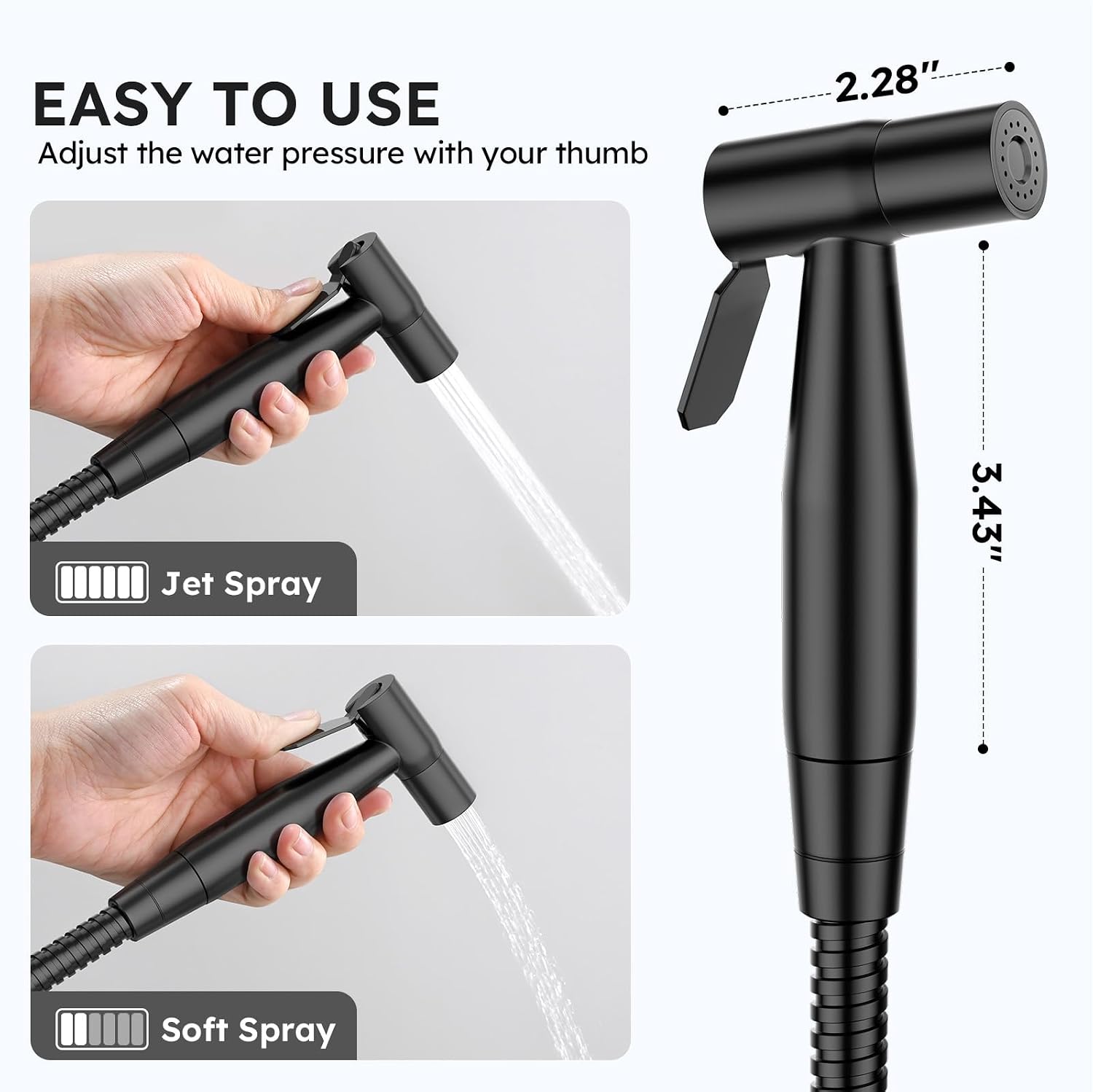 Arofa Handheld Bidet Sprayer, Bidet Attachment for Toilet, Matte Black