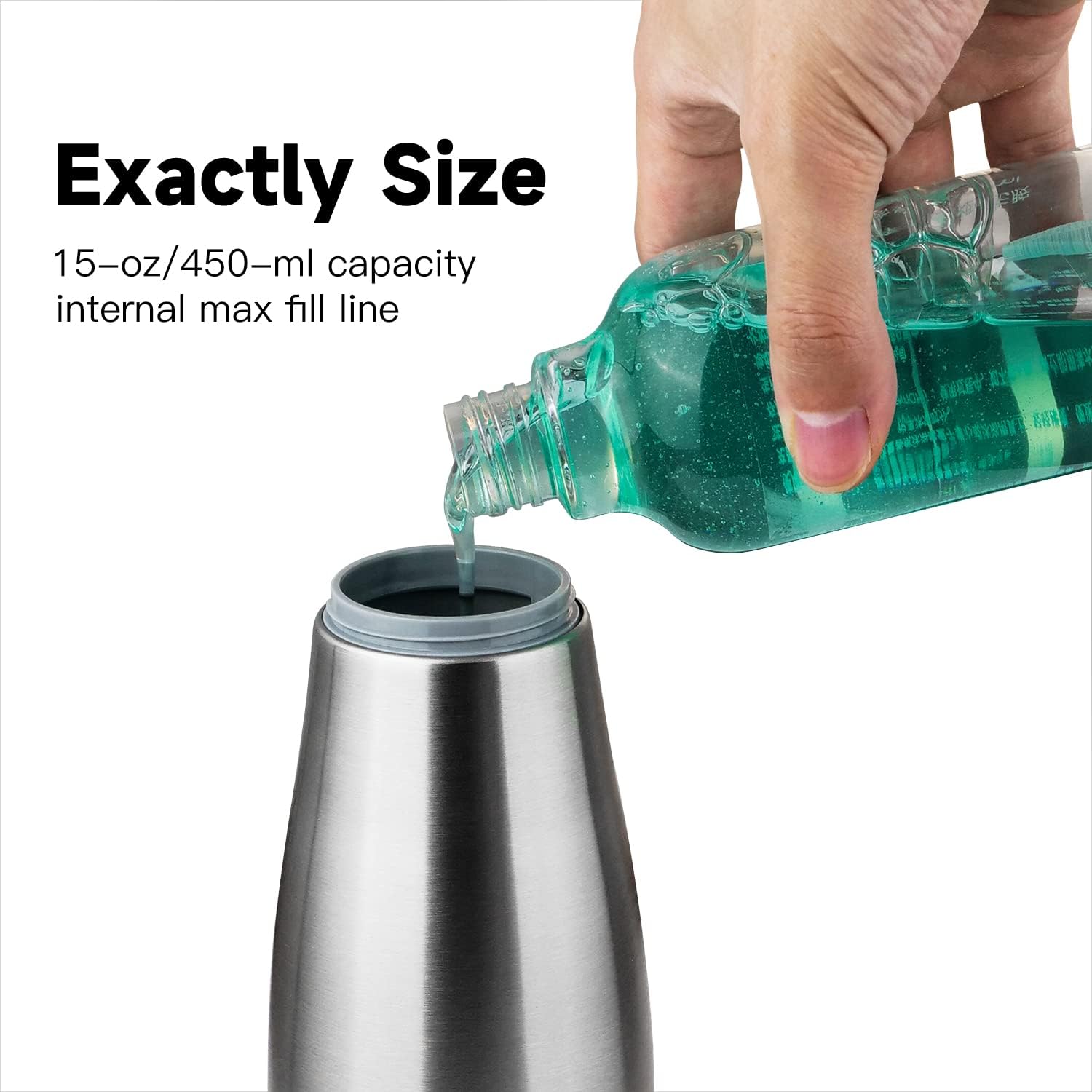 AIKE 15oz Liquid Soap Dispenser for Dish and Hand Soap Stainless Finish