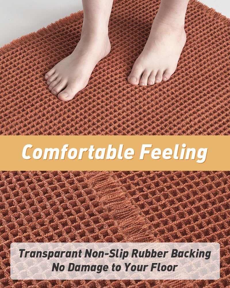 Upgraded Waffle Bath Mat Runner Absorbent Non Slip Bathroom Mat, 2' x 5'