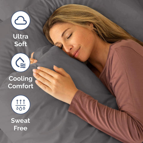 Short Queen Size 4 Piece Bed Sheet Set - RV Short Queen Sheets - Dark Grey