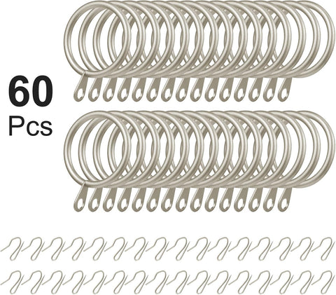 Hotop 30 Pcs Metal Drapery Curtain Rings with Hooks,Champagne,32 Mm