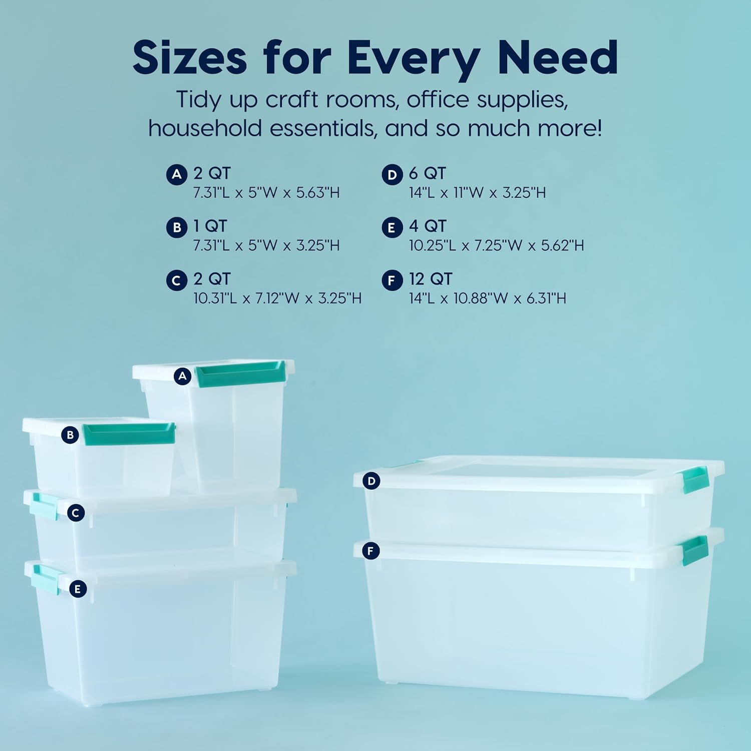 IRIS USA Storage Bins with Lids |Made in USA| 6 Qt - (4-Pack) - Clear