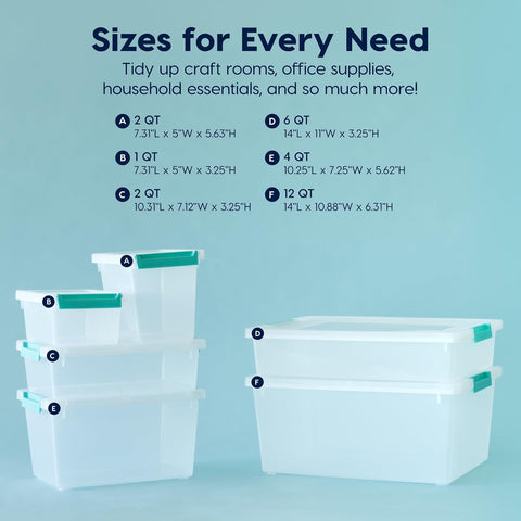IRIS USA Storage Bins with Lids |Made in USA| 6 Qt - (4-Pack) - Clear