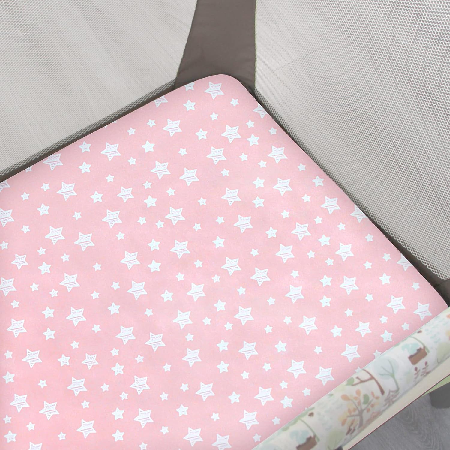 Pack and Play Sheets Girl, Mini Crib Sheets, Stretchy Playard Fitted Sheet