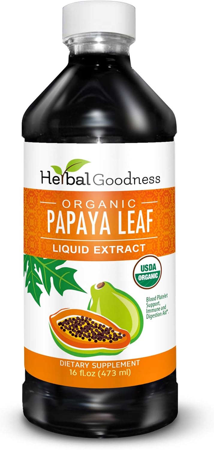 Herbal Goodness Papaya Leaf Extract Liquid, Platelet Supplement Boost 16oz