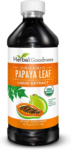Herbal Goodness Papaya Leaf Extract Liquid, Platelet Supplement Boost 16oz