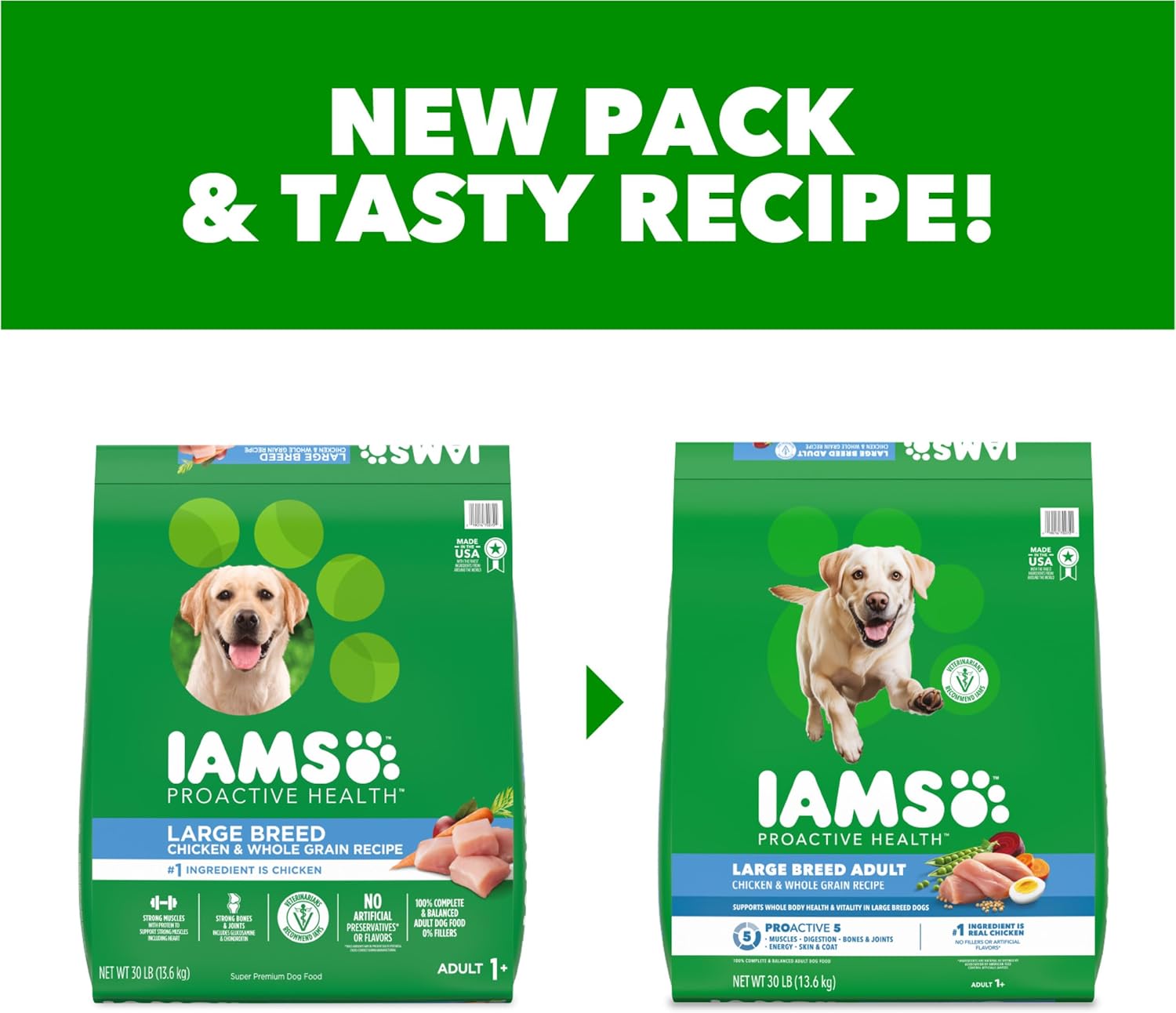 IAMS Proactive Health Large Breed Dry Dog Food, Chicken, 30 lb