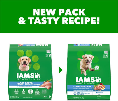 IAMS Proactive Health Large Breed Dry Dog Food, Chicken, 30 lb