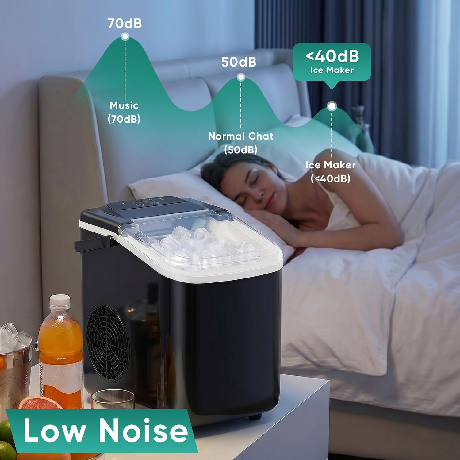 OLIXIS Countertop Ice Maker with Self-Cleaning, Portable Ice Maker Machine