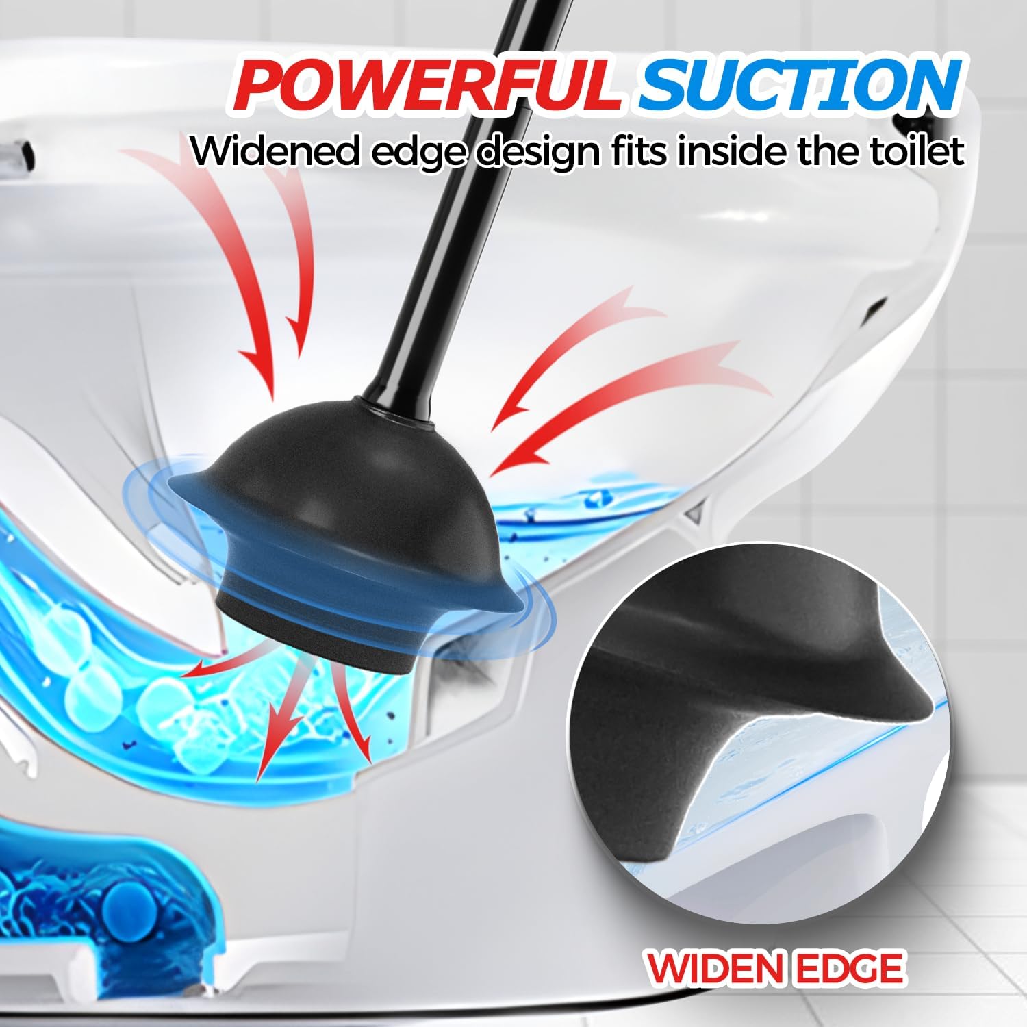 FORASTO Toilet Plunger with Holder - Heavy Duty Bathroom Cleaning Tools