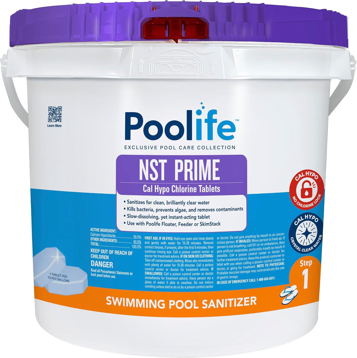 Poolife NST Prime Cal Hypo Tablets, 9 lb Slow-Dissolving Chlorine Tabs