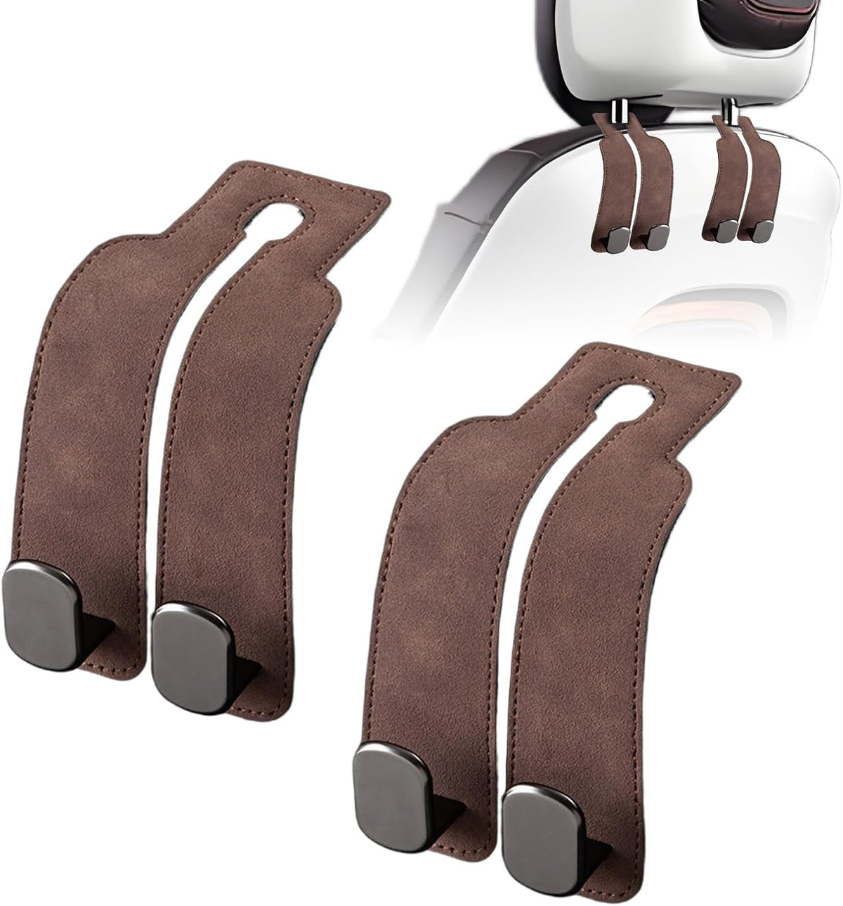 Car Purse Hook Purse Hook for Car Seats Headrest Car Seat Hooks,Heavy Duty Vehicle Organizer for Handbags, Groceries, Purses, Keep Car Tidy (Brown, 2 Pack)