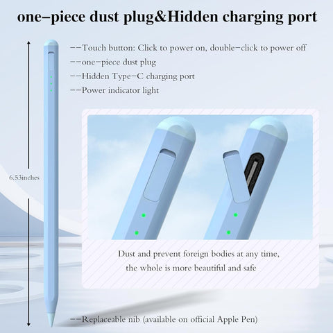 Stylus Pen for iPad11&10thGen,14Mins Faster Charge, with Pencil Holder,Palm Rejection, Tilt Sensitivity, for iPad Air11&13-inch(M3/M2), iPad Pro 11&13-inch (M4),iPad 6-11th,iPad Pro 11/12.9 inch