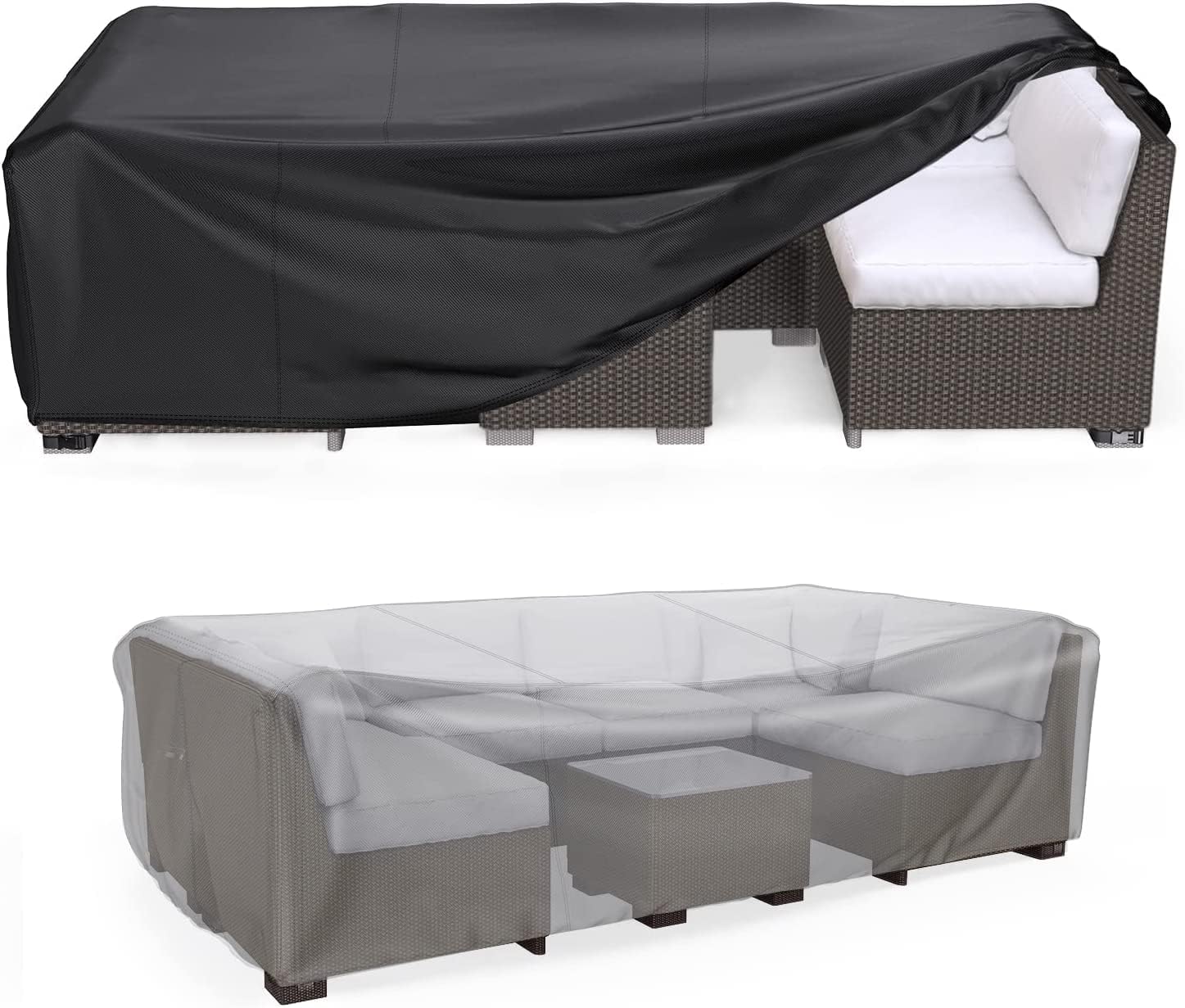 Mrrihand Outdoor Patio Furniture Covers Waterproof 102"Lx74"Wx28"H Black