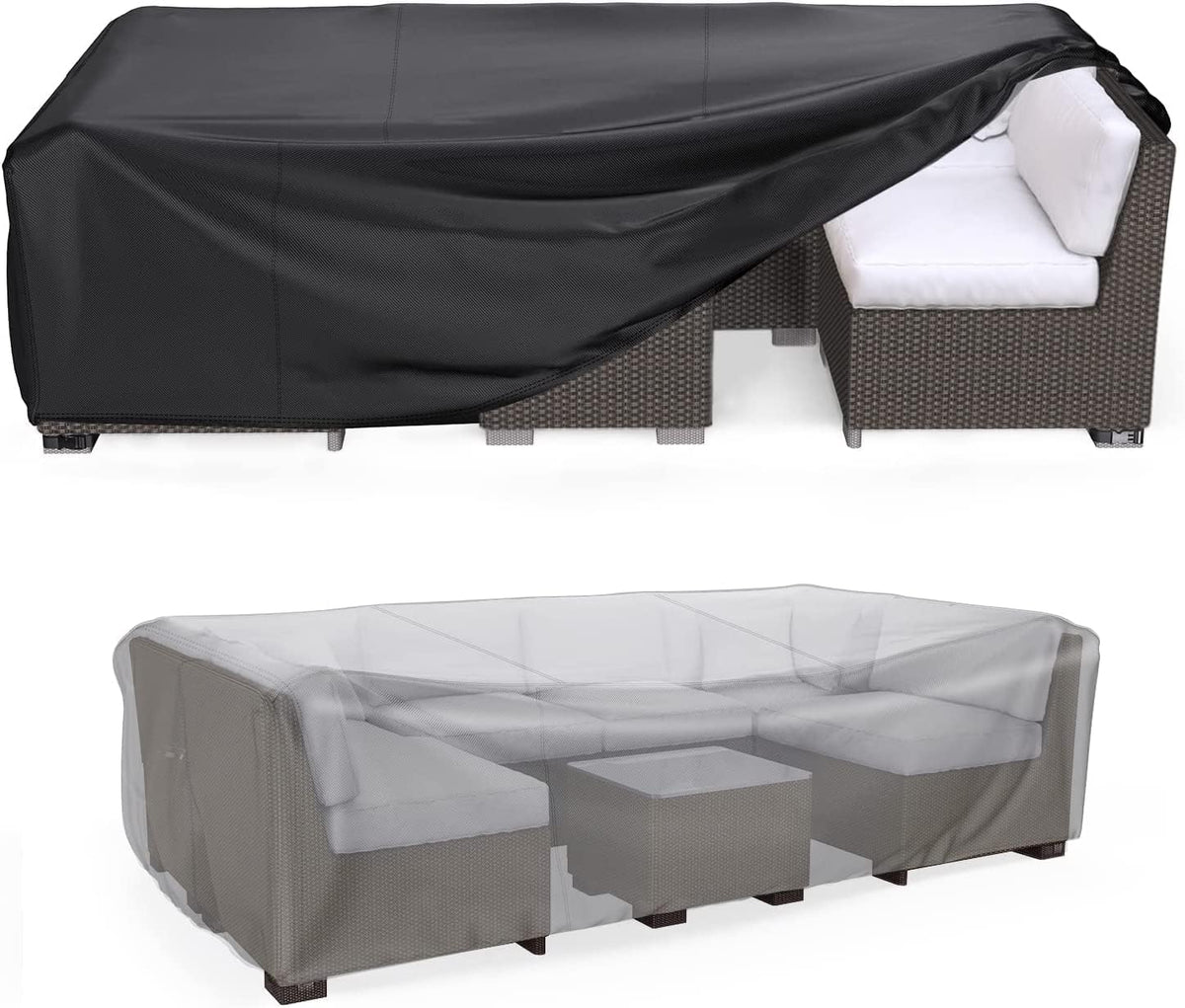 Mrrihand Outdoor Patio Furniture Covers Waterproof 102"Lx74"Wx28"H Black