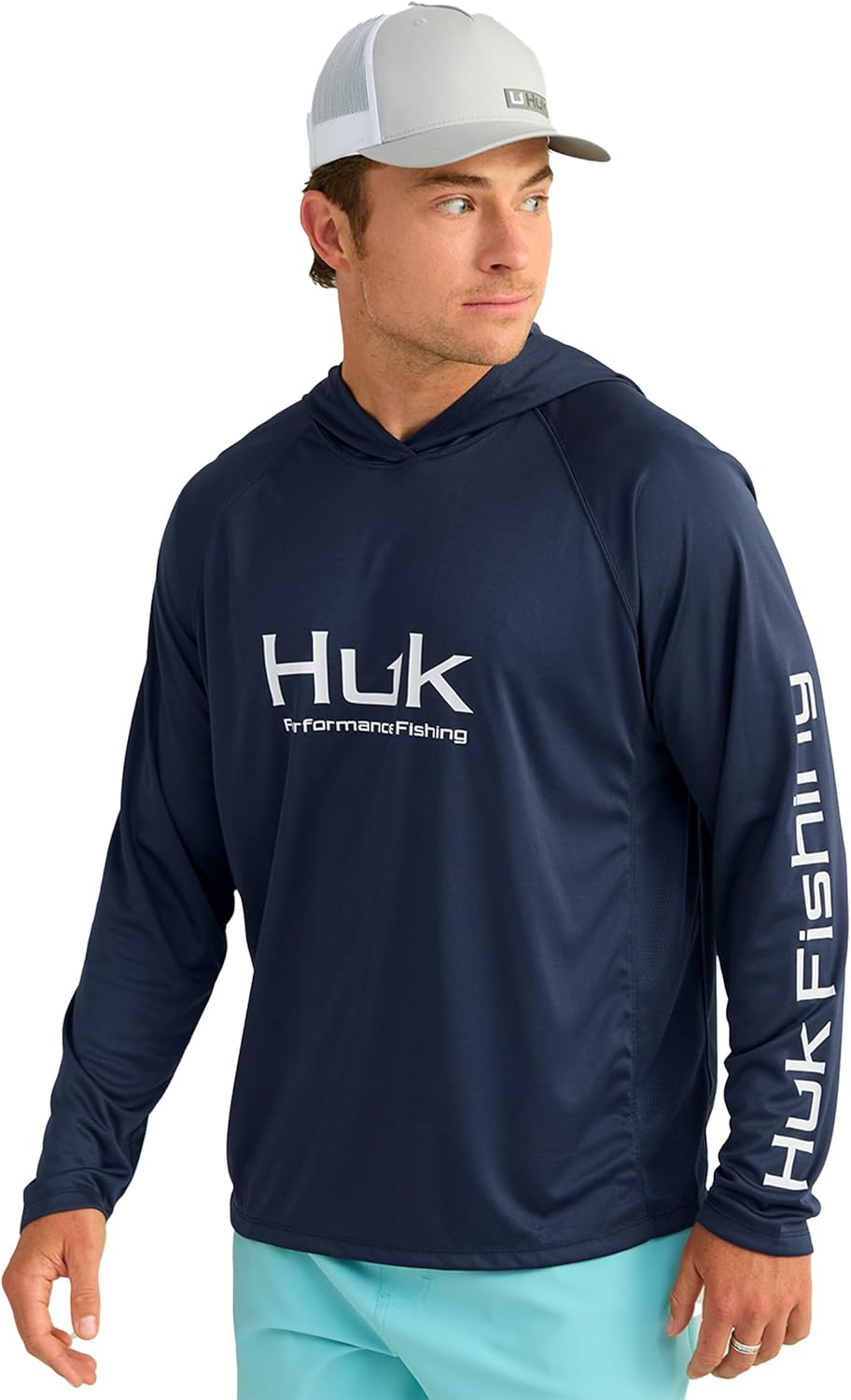 HUK Mens Pursuit Vented Long Sleeve Hoodie, Fishing Shirt with Hood